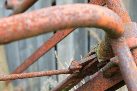 Old rusted sowing machine Stock Photos