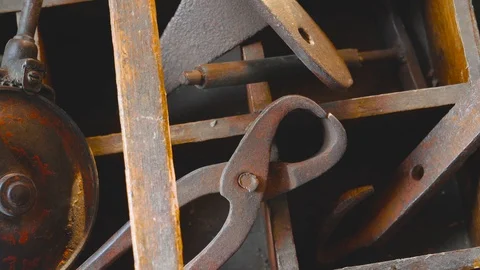 Old rusted tools Video stock 96612989