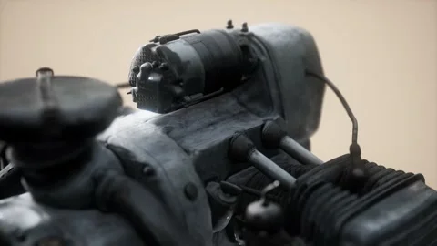 Old rustet opposite engine Vídeo Stock 144422691