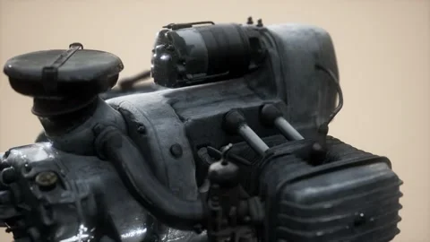 Old rustet opposite engine Vídeo Stock 145638567