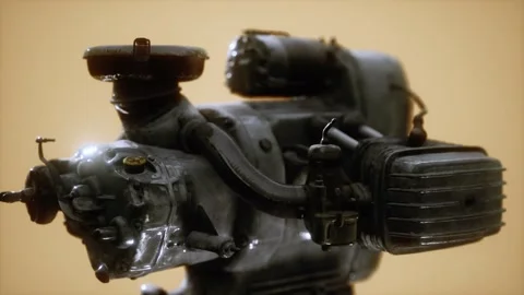 Old rustet opposite engine Vídeo Stock 146211014