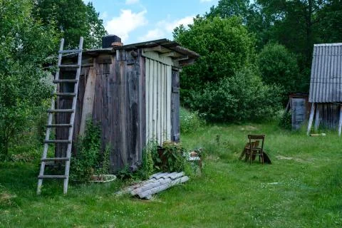 Old rustic barn with stairs. Stock Photos