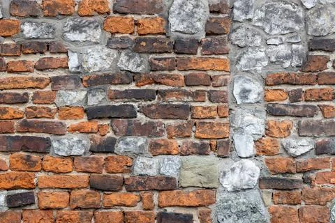 Old Rustic Brick and Stone Wall Texture Stock Photos