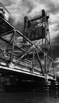 Old Rustic Drawbridge - B&amp;W Stock Photos