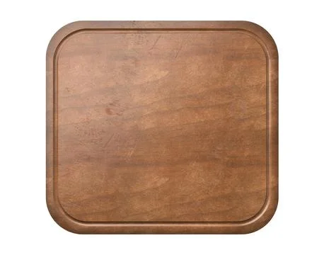 Old rustic empty square wooden cutting or chopping board with groove isolat.. Stock Illustration