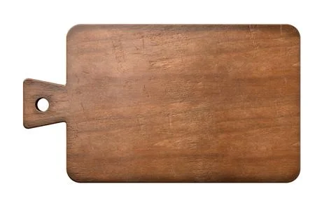 Old rustic empty wooden cutting or chopping board isolated on white backgro.. Stock Illustration