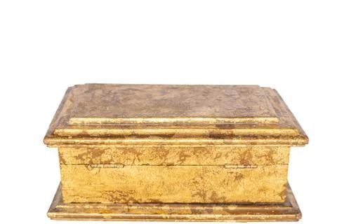 Old rustic Golden painted, wooden box Stock Photos