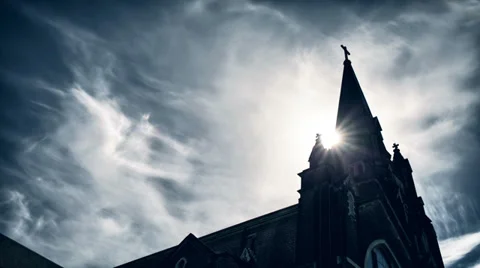 Old Rustic Gothic Catholic Church HDR Time Lapse 스톡 동영상 32026159