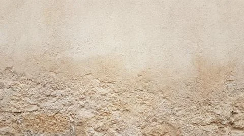 Old rustic plaster wall with rough stone base texture providing vintage arc.. Stock Illustration