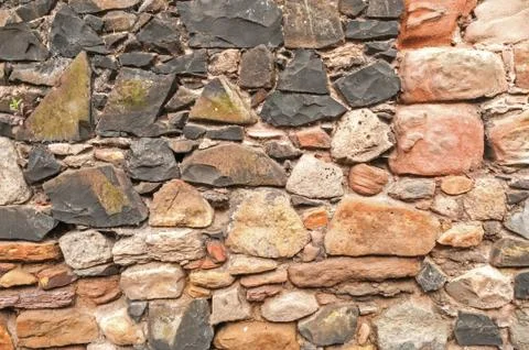 Old Rustic Stonewall Background Stock Photos