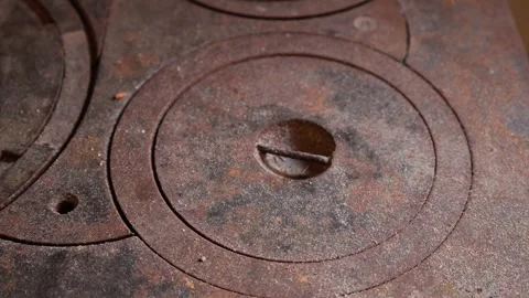 Old rustic stove. Close up. Stock Footage 296821933