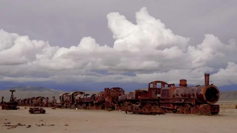 Old Rusty Abandoned Train At A Scrap Metal Dump Stock Footage 171378369