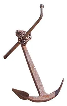Old rusty anchor on a white Stock Photos