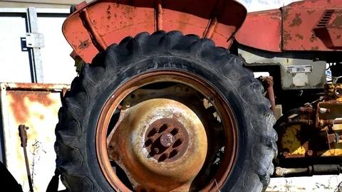 Old rusty and broken tractor Labramatic 58, R500 type. Stockbeeldmateriaal 119833757