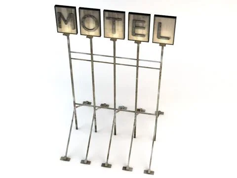 Old Rusty and Scary Motel Sign Standing Horizontal 3D Model