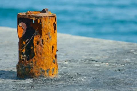 Old rusty attachment in port Stock Photos