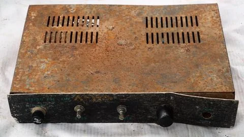 Old rusty audio amplifier Stock Photos