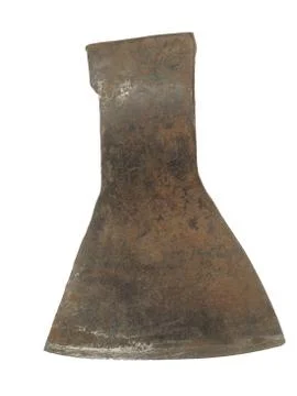 Old rusty ax without handle isolated on white background. Foto stock