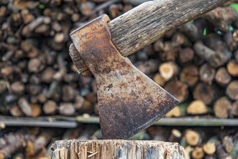 Old rusty axe Stock-Fotos