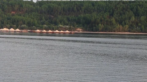 Old rusty barges sailing along the river Video stock 107911107