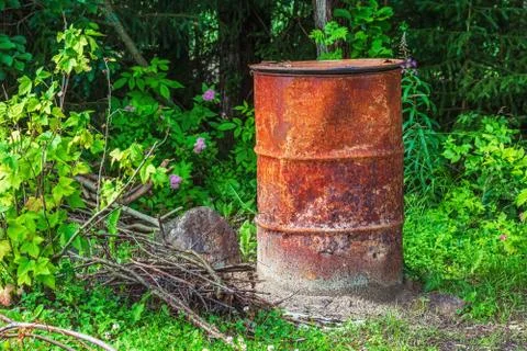 Old rusty barrel. Stock Photos
