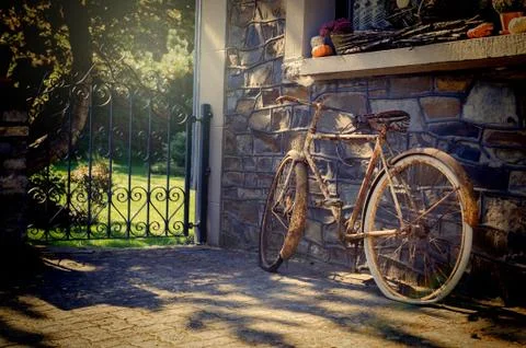 Old rusty bicycle Stock Photos