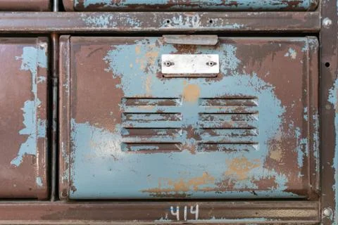 Old rusty blue cabin drawer Stock Photos