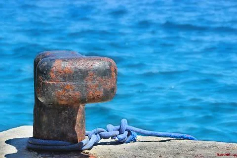 Old rusty bollard 스톡 사진
