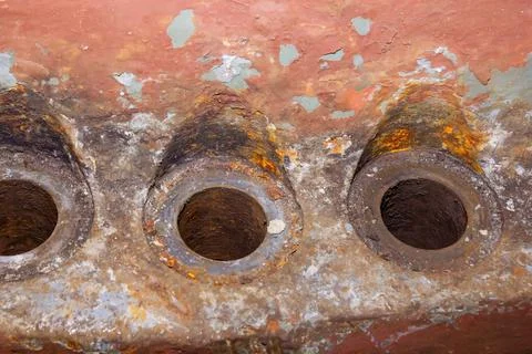 Old rusty bolt and nut on steel background Stock Photos