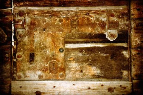 Old rusty bolt on worn door Stock Illustration
