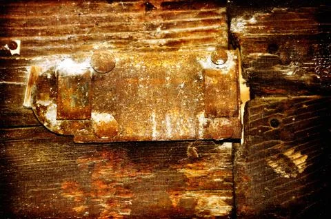 Old rusty bolt on worn door Stock Illustration