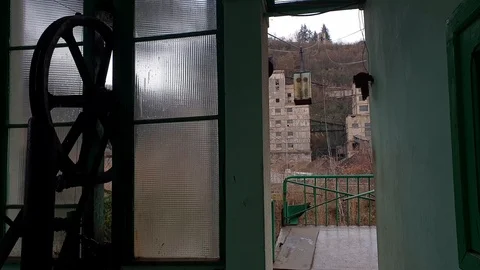 Old rusty cable car system in mining town Chiatura Stock Footage 106619645