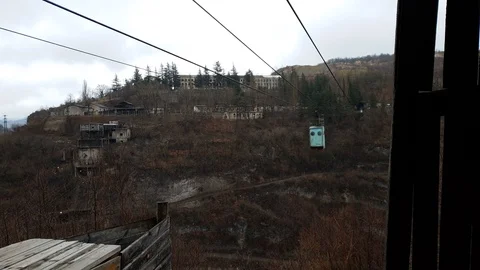 Old rusty cable car system in mining town Chiatura Stock Footage 106810243
