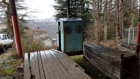 Old rusty cable car system in mining town Chiatura Stock Footage 106879032