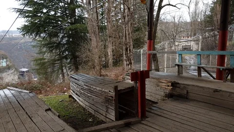 Old rusty cable car system in mining town Chiatura Stock Footage 106926951