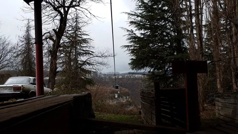 Old rusty cable car system in Chiatura Stock Footage 106986709