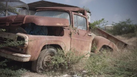 A old rusty car Stock Footage 74023543
