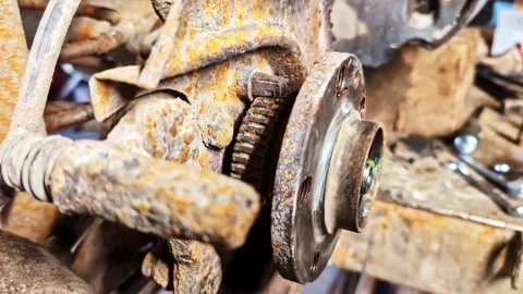 Old rusty car wheel bearing indicating vehicle wear and maintenance needs Stock Footage 332448321