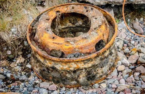 Old rusty car wheel Stock Photos