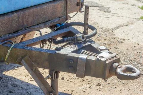 Old rusty cargo trailer close-up. Stock Photos