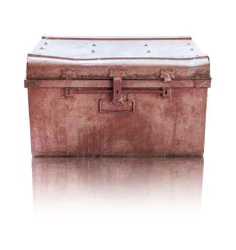 Old rusty casket on white Stock Photos