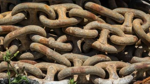 Old rusty chain link macro Stock Photos