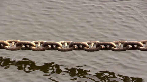 Old rusty chain over water Stock Footage 36816278