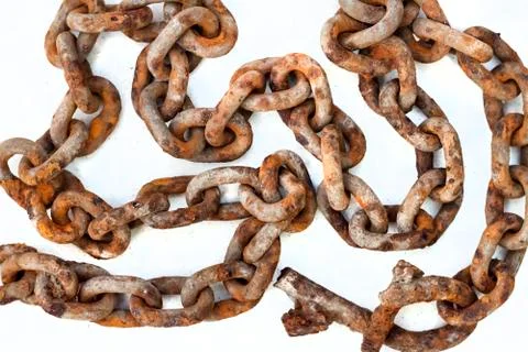Old rusty chain on white background Stock Photos