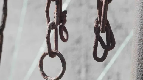 Old rusty chains. Sunny day. Close-up. Stockbeeldmateriaal 137244084