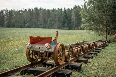 Old rusty children train 스톡 사진