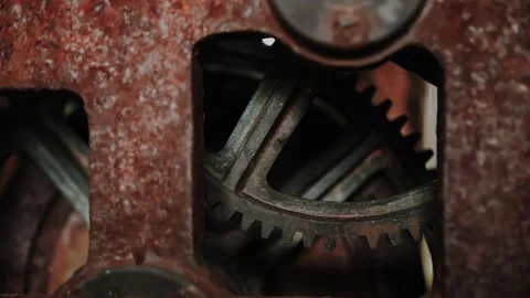 An old rusty clockwork mechanism. An old mechanism on an abandoned lighthouse. Stock Footage 315783660