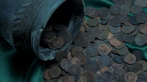 Old rusty coins Stock Footage 107752633