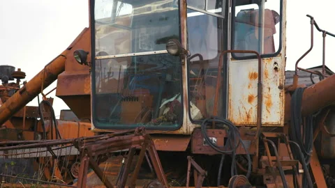 Old rusty combine. Stock Footage 97323366