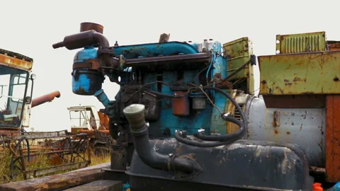 Old rusty combine. Stock Footage 97323455